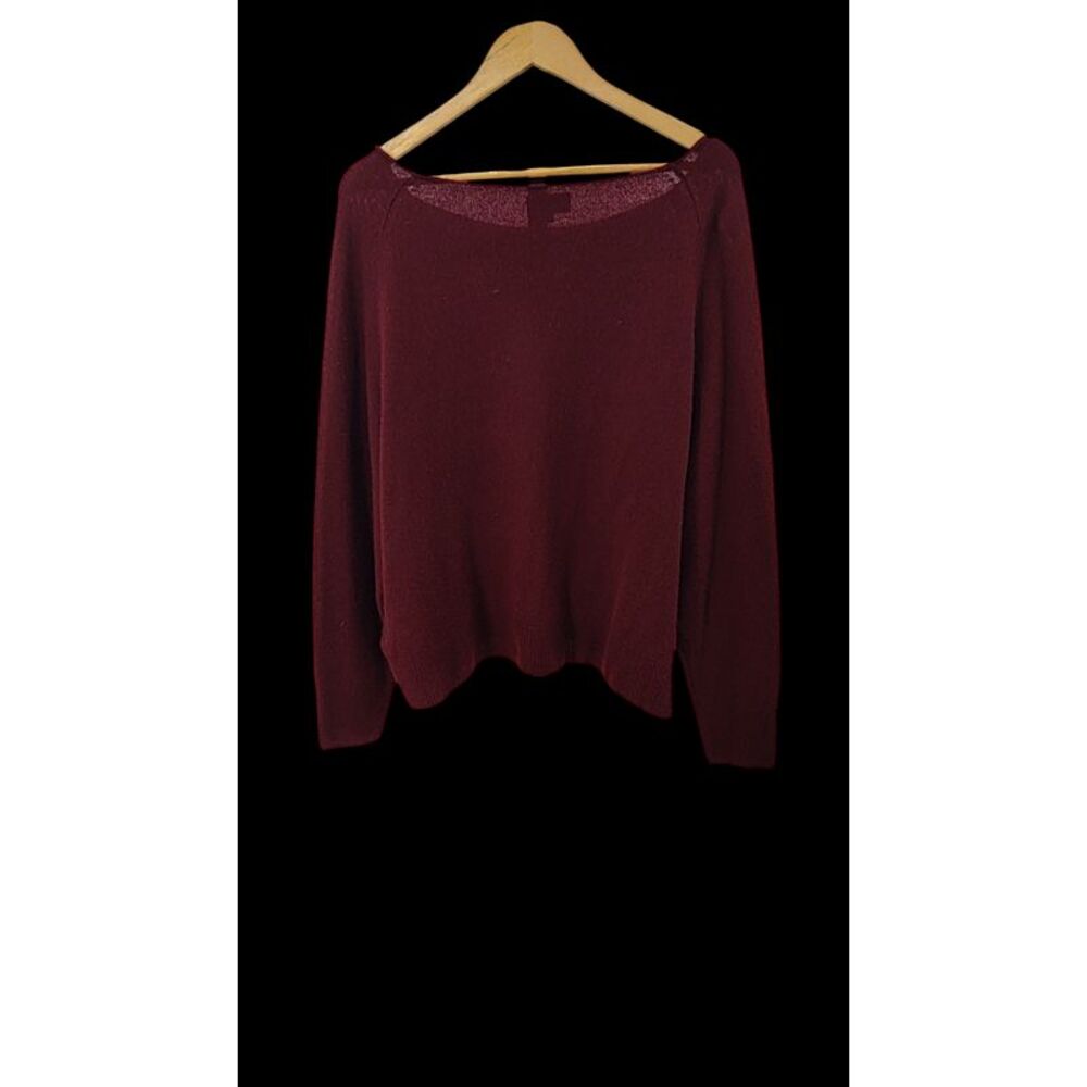 Quince Mongolian Cashmere Boatneck Sweater Rich Burgundy Sleeved Top XL - Picture 2 of 3